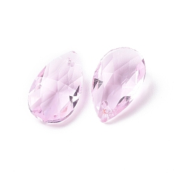 Pink Glass Pendants, Crystal Suncatcher, Faceted, teardrop, Pink, Size: about 13mm wide, 22mm long, 8mm thick, hole: 0.8mm