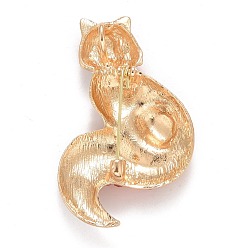 Hyacinth Rhinestone Fox Badge, Animal Alloy Enamel Lapel Pin for Backpack Clothes, Golden, Hyacinth, 54x37x7mm, Pin: 0.7mm