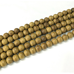 Wood Natural Camphor Wood Beads Strands, Round, Dyed, 6mm, Hole: 1mm, about 64pcs/strand, 15.7 inch(40cm)