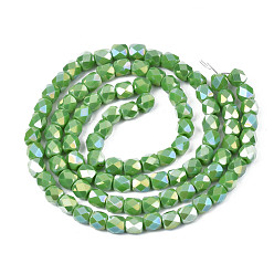 Sea Green Electroplate Glass Beads Strands, AB Color Plated, Faceted, Column, Sea Green, 5.5x5mm, Hole: 1.2mm, about 99pcs/strand, 21.85 inch(55.5cm)
