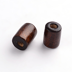 Coconut Brown Natural Wood Beads, Tube, Lead Free, Dyed, Coconut Brown, 8x5mm, Hole: 2mm, about 14000pcs/1000g