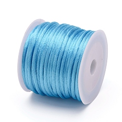 Deep Sky Blue Nylon Cord, Satin Rattail Cord, for Beading Jewelry Making, Chinese Knotting, Deep Sky Blue, 1mm, about 32.8 yards(30m)/roll