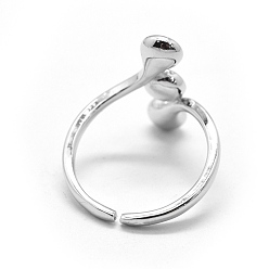 Platine Laiton composants d'anneau pour les doigts, pour la moitié de perles percées, réglable, platine, 17mm