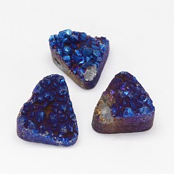 Purple Plated Electroplated Natural Druzy Quartz Crystal Beads, Triangle, Purple Plated, 14x16x6~12mm, Hole: 1.5mm