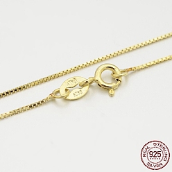 Golden 925 Sterling Silver Box Chain Necklaces, with Spring Ring Clasps, Thin Chain, Golden, 16 inch, 0.6mm