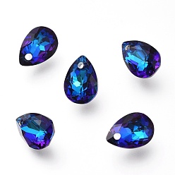 Mixed Color Glass Rhinestone Pendants, Back Plated, Faceted, Teardrop, Mixed Color, 9x6x4mm, Hole: 1mm