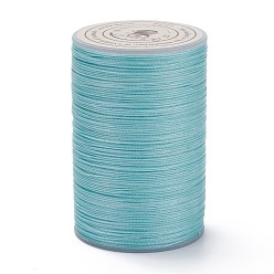 Bleu Ciel Clair Ficelle ronde en fil de polyester ciré, cordon micro macramé, cordon torsadé, pour la couture de cuir, lumière bleu ciel, 0.3~0.4mm, environ 174.98 yards (160m)/rouleau