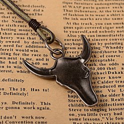 Antique Silver Vintage Leather Cord Pendant Necklaces, with Waxed Cord and Alloy Cow Head Pendants, Antique Silver, 20 inch, 3mm