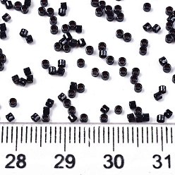 Black 11/0 Grade A Baking Paint Glass Seed Beads, Cylinder, Uniform Seed Bead Size, Opaque Colours Luster, Black, about 1.5x1mm, Hole: 0.5mm, about 20000pcs/bag