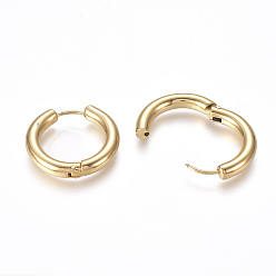 Real 18K Gold Plated Ion Plating(IP) 304 Stainless Steel Huggie Hoop Earrings, Manual Polishing, Hypoallergenic Earrings, Thick Hoop Earrings, Ring, Real 18K Gold Plated, 6 Gauge, 23x4mm, Pin: 1mm
