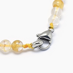 Citrine Colliers et bracelets en perles naturelles graduées en citrine naturelle, avec fermoirs mousquetons en laiton  , 17.5 pouce (44.5 cm), 2 pouce (5 cm)