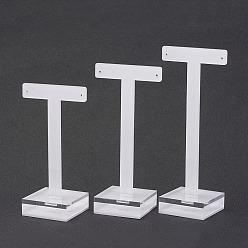 White T Bar Earring Displays, Acrylic, White, 10.5x5.7x4cm, 12x5.7x4cm, 13.5x5.7x4cm