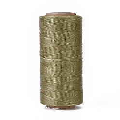 Цвет Оливы Вощеный шнур полиэстера, микро шнур макраме, вощеная швейная нить, плоский, оливковый, 0.8 мм, около 284.33 ярдов (260 м) / рулон