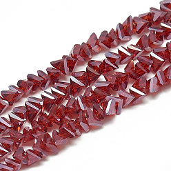 FireBrick Electroplate Glass Beads Strands, Faceted Triangle, FireBrick, 6x5x4mm, Hole: 1.2mm, about 100pcs/strand, 12.99 inch