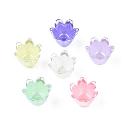 Mixed Color Spray Paint ABS Plastic Imitation Pearl Beads, Flower, Mixed Color, 10x11x8.5mm, Hole: 1.4mm