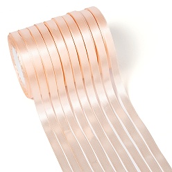Light Salmon Single Face Satin Ribbon, Polyester Ribbon, Light Salmon, 3/8 inch(10mm), about 25yards/roll(22.86m/roll), 10rolls/group, 250yards/group(228.6m/group)