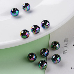 Black Opaque Acrylic Beads, AB Color Plated, Round, Black, 8x7mm, Hole: 2mm, about 1745pcs/500g