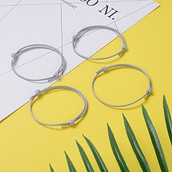 Gris Clair Bracelet en fils de polyester ciré coréen faire, gris clair, diamètre réglable: 40~70 mm