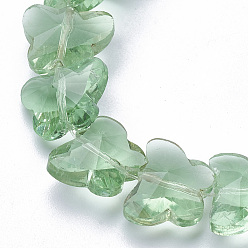 Pale Green Transparent Glass Beads, Faceted, Butterfly, Pale Green, 12x14.5x7.5mm, Hole: 1mm