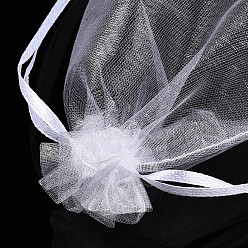 White Organza Gift Bags, Jewelry Mesh Pouches for Wedding Party Christmas Gifts Candy Bags, with Drawstring, Rectangle, White, 12x10cm