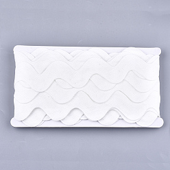 Creamy White Polyester Ribbons, Wave Shape, Creamy White, 38~40mm, 10yard/card