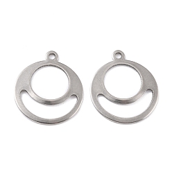 Stainless Steel Color 201 Stainless Steel Pendants, Round Ring, Stainless Steel Color, 18.5x16x1.2mm, Hole: 1.4mm