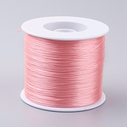 Pink Korean Flat Elastic Crystal String, Elastic Beading Thread, for Stretch Bracelet Making, Pink, 0.5mm, about 546.8 yards(500m)/roll