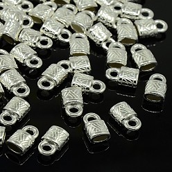 Silver Tibetan Style Alloy Cord Ends, End Caps, Lock, Silver, Lead Free & Cadmium Free & Nickel Free, 10x6.5x4.5mm, Hole: 2.5mm
