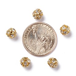 Clear Brass Rhinestone Beads, Grade A, Golden Metal Color, Clear, Size: about 8mm in diameter, hole: 1mm