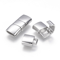 Stainless Steel Color 304 Stainless Steel Fold Over Clasps, Rectangle, Stainless Steel Color, 24x11x6mm, Hole: 3x8mm