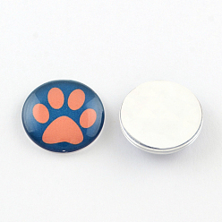 Mixed Color Half Round/Dome Dog Paw Print Photo Glass Flatback Cabochons for DIY Projects, Mixed Color, 12x4mm