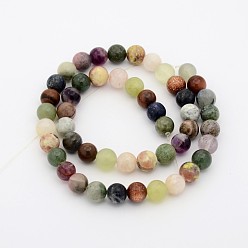 Mixed Stone Natural & Synthetic Mixed Gemstone Beads Strands, Round, 8mm, Hole: 1mm, about 49pcs/strand, 15.7 inch