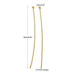 Золотой Контакты латунь шаровой головкой, золотые, размер: толщина около 0.7 мм (калибр 21), 60 мм длиной, Руководитель: 1.8 mm