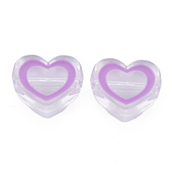 Mixed Color Transparent Enamel Acrylic Beads, Heart, Mixed Color, 19x22x8mm, Hole: 3mm