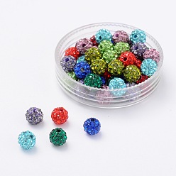 Couleur Mélangete Perles de boule pave disco , Perles de strass d'argile polymère , Grade a, couleur mixte, pp 9 (1.5 mm), 1.6 mm, Trou: 6mm