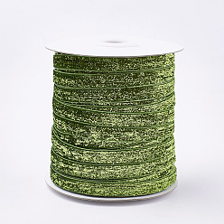 Vert Jaune Ruban scintillant scintillant, ruban de polyester et nylon, vert jaune, 3/8 pouce (9.5~10 mm), environ 50 yards / rouleau (45.72 m / rouleau)