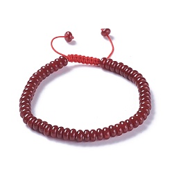 Cornaline Nylon réglable bracelets cordon tressé de perles, avec des perles naturelles cornaline, 2-1/4 pouces ~ 2-7/8 pouces (5.8~7.2 cm)