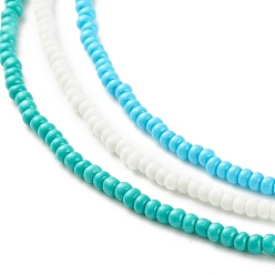 Bleu Ciel Foncé 3 Ensemble de colliers de perles de rocaille en verre, collier empilable pour femme, bleu profond du ciel, 15.94~16.02 pouce (40.5~40.7 cm)