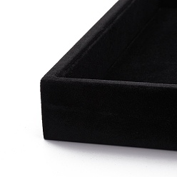 Black Synthetic Wood Jewelry Displays, Covered with Velvet, Black, 350x240x32mm