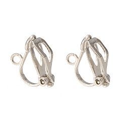 Platinum Brass Clip-on Earring Findings, for Non-Pierced Ears, Nickel Free, Platinum, 13x6x7mm, Hole: 1mm