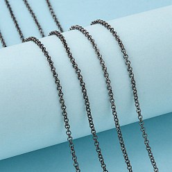 Gunmetal Iron Rolo Chains, Belcher Chain, with Spool, Unwelded, Lead Free, Gunmetal, 2x1mm, about 328.08 Feet(100m)/roll