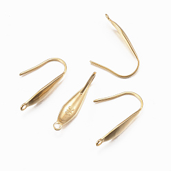Golden Ion Plating(IP) 316 Surgical Stainless Steel Earring Hooks, Ear Wire, with Vertical Loop, Golden, 19.5x4.5x1mm, 18 Gauge, Hole: 1.2mm
