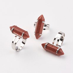 Goldstone Synthetic Goldstone Finger Rings, with Iron Ring Finding, Platinum, Bullet, Size 8, 18mm