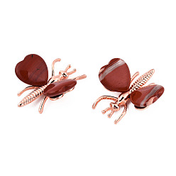 Red Jasper Natural  Red Jasper Display Decorations, with Rose Gold Color Plated Alloy Findings, Dragonfly, 44x36~39x12mm