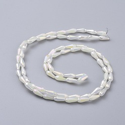 White Electroplated Opaque Glass Beads Strands, Full Rainbow Plated, Faceted, Teardrop, White, 9~10x4mm, Hole: 0.8mm, about 70~72pcs/strand, 25.98 inch~27.95 inch(66~71cm)