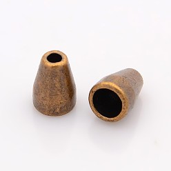 Red Copper Tibetan Style Alloy Bead Cone, Cadmium Free & Lead Free, Red Copper, 11x8mm, Hole: 2.5mm