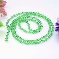 Lime Green Faceted Imitation Austrian Crystal Bead Strands, Grade AAA, Bicone, Lime Green, 5x5mm, Hole: 0.7~0.9mm, about 80pcs/strand, 15.7 inch