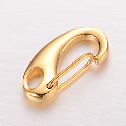 Golden Smooth Surface 304 Stainless Steel Keychain Clasp Findings, Snap Clasps, Lead Free & Nickel Free, Golden, 21x10.2x5.5mm, Hole: 5x3mm