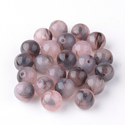 Plum Crackle Acrylic Beads, Two Tone Color, Round, Plum, 8mm, Hole: 1.5~2mm, about 1840pcs/500g