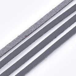 Gray Faux Suede Cord, Faux Suede Lace, with Imitation Leather, Gray, 3x1mm, 100yards/roll(300 feet/roll)
